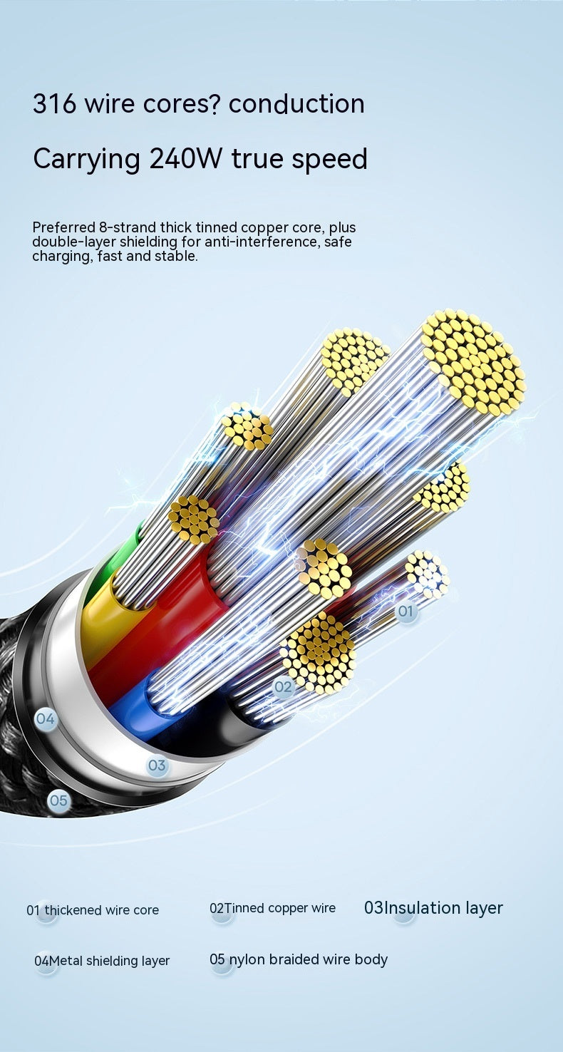 High-power Zinc Alloy Fast Charge PD Data Cable 240W High-power Zinc Alloy Fast Charge PD Data Cable 240W